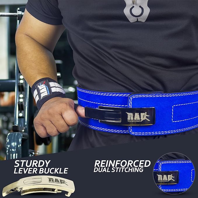 RAD Lever Weight Lifting Gym Belt for Men & Women Size 63 TO107 CM,Thick 10MM & Width 4 Inch Lever Powerlifting Belts for Women Dead Lift Workout Belt Leather Weight Lifting Lever Gym Squat Belt
