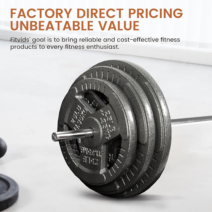 Fitvids 6FT Stardard Barbell for Weightlifting and Power Lifting
