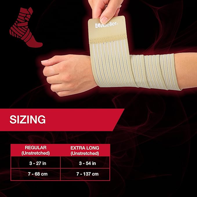 MUELLER Sports Medicine All-Purpose Support Wrap for Men and Women, Adjustable Compression for Joint and Muscle Support, Beige