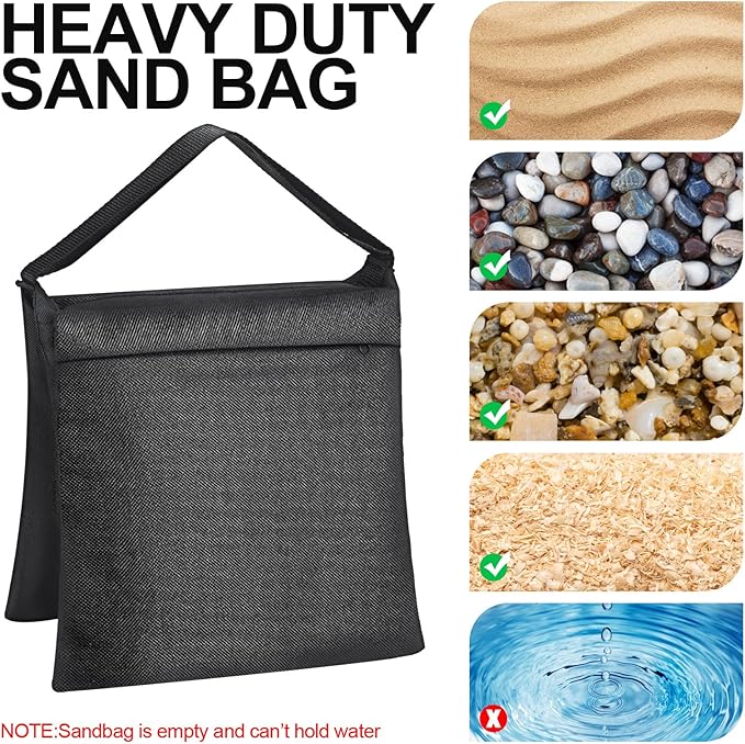 Hoteam 12 Sets Sandbag Weight Bag with Zipper, Spring Clamps, Hooks Heavy Duty Sand Bags Weights for Christmas Tree Stand, Outdoor Decorations, Canopy Tent, Fixed Brackets