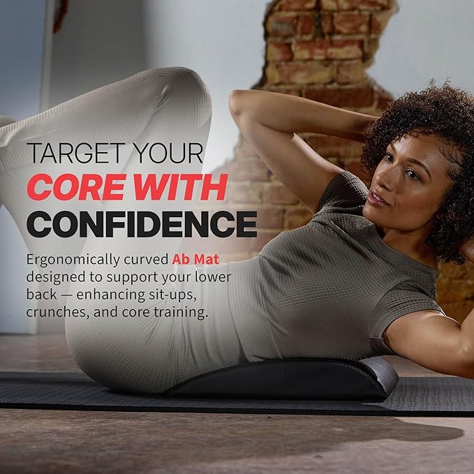 SPRI Ab Mat - Workout Mat Accessory for Abdominal Exercises, Sit-Ups, Crunches, Push-Ups, Core Training, and More - Portable Padded Shaped Mat with Curved Back Support for Toning Abs