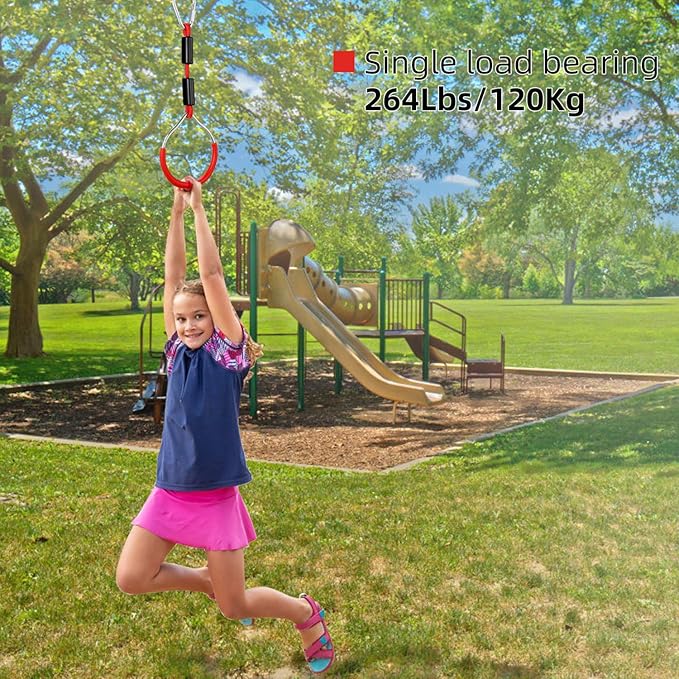 PELLOR 4-Pack Colorful Ninja Rings -Gymnastic Rings, Ninja Slackline Obstacle Course Accessories, Backyard Playground Training Equipment Play Set for Kids Adult