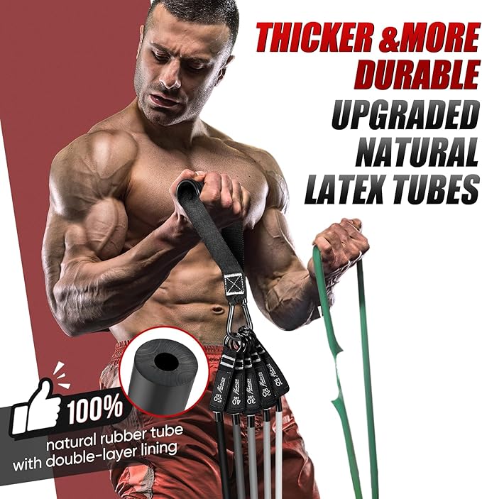 HPYGN Resistance Bands for Men & Women, Fitness Workout Bands Up to 250 lbs Exercise Bands with Handles Door Anchor and Ankles for Resistance Training