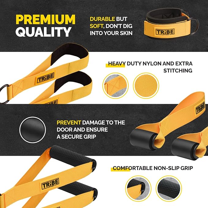 Tube Resistance Bands for Working Out Men and Women - 180lb Exercise Bands Set with Handles, Resistance Band Bar, Ankle Straps, Foot Straps, Door Anchor for Home Gym Strength
