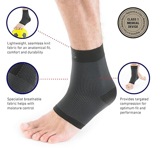 Neo-G Airflow Ankle Compression Sleeve - Sports, Daily Wear - Compression Ankle Brace, Tendonitis Support, Compression Ankle Support for Weak Ankles and Joint Pain - Airflow - L - Black