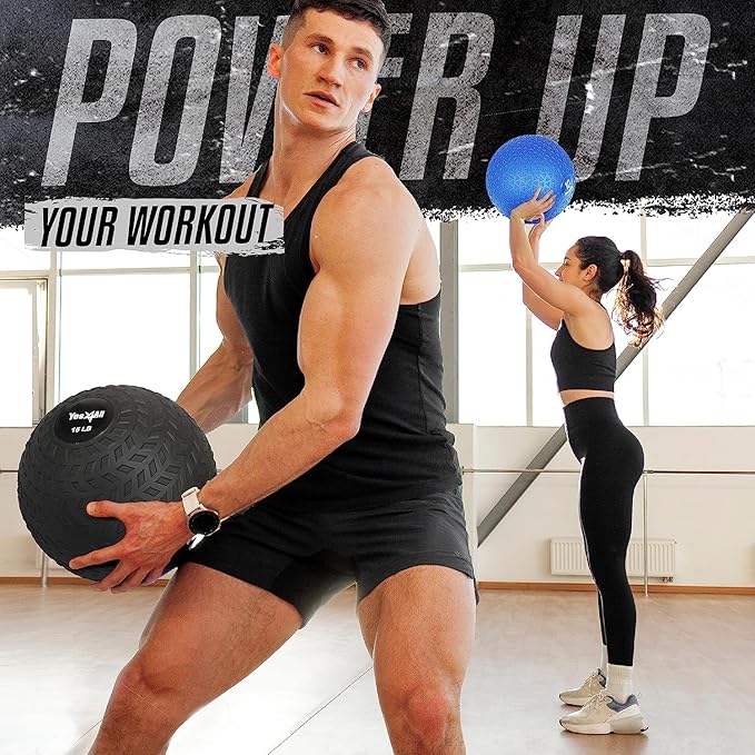 Yes4All Slam Ball, No-Bounce Ball for Exercise, Cross Training and Core Strength Workout 20lbs - Triangle Black