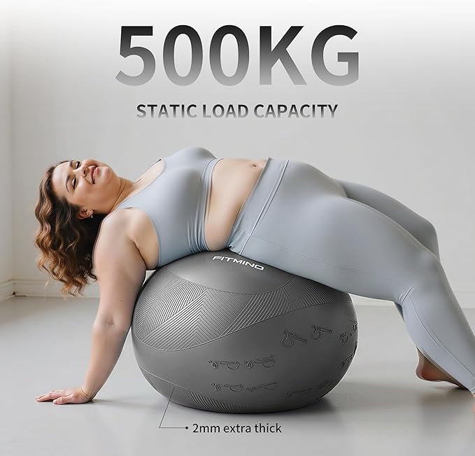 Extra Thick Yoga Ball with Training Instruction, Anti-Burst Slip Resistant Exercise Ball with Pump for Pilates,Physical Therapy,Pregnancy Stability,Birthing Ball 22in 26in 30in