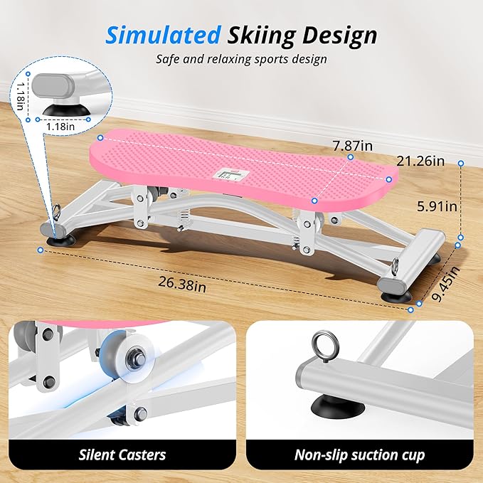 RYGEO Balance Board with Resistance Bands, Versatile Rocking Stepper, Wobble Board Featuring LCD Monitor, 330 lbs High-Capacity Ski Twister Trainer for Full Body Exercise at Home