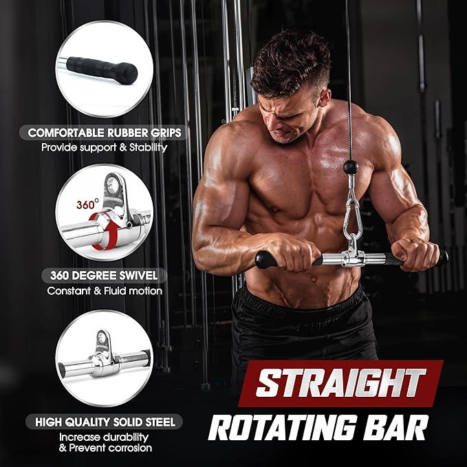 Yes4All Cable Machine Attachment, Double D Handle & Tricep Rope Cable Attachment, Weight Machine Accessories Load 880 LB for Home Gym