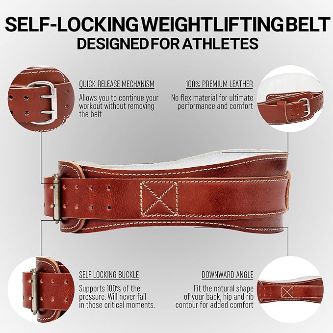 Schiek Sports 2004 Leather 4 3/4" Weight Lifting Belt - Comfortable Weightlifting Belt