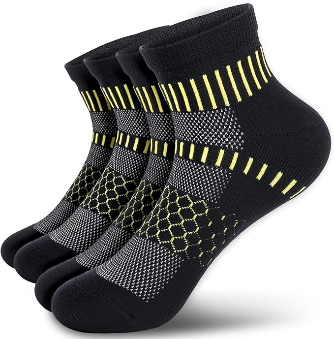IRAMY Ankle Compression Socks for Men Women Cushioned Running Athletic Socks Plantar Fasciitis Relief 2/4/6 Pairs