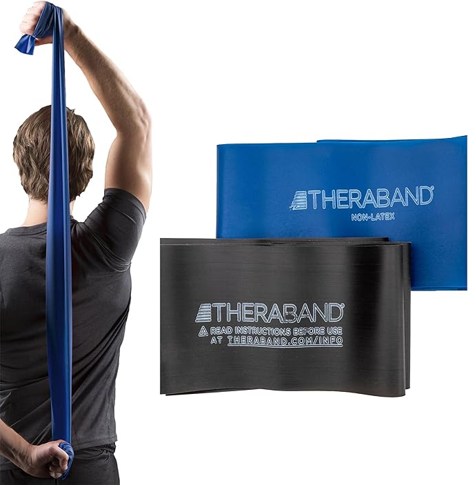 THERABAND Resistance Bands Set, Elastic Bands for Exercise & Physical Therapy, Strength Training for Upper & Lower Body Fitness