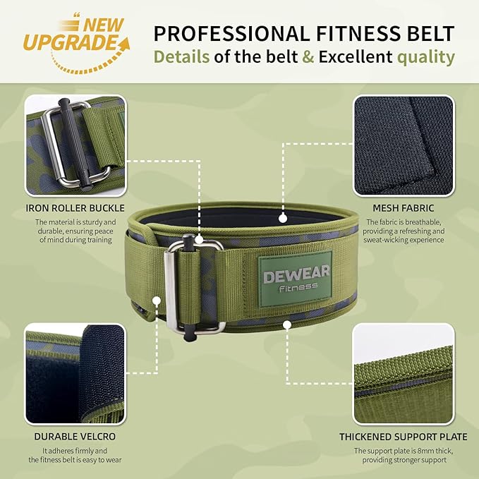 Durable Weight Lifting Belt, 4'' Wide Gym Belt for Bodybuilding, Powerlifting, Squats, Deadlift - Provides Lumbar Support & Stability for Men & Women