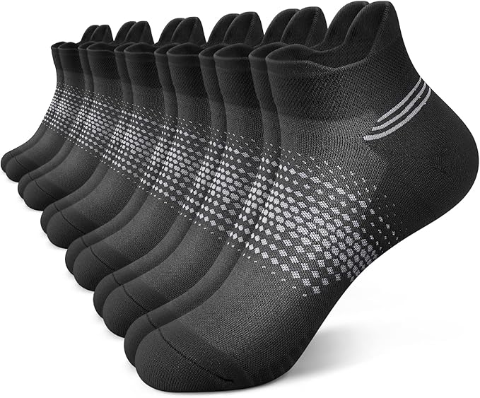 PAPLUS Ankle Compression Socks for Women 6 Pairs, Running Socks with Heel Tab, Cushioned Low Cut Athletic Socks