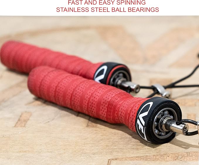 Valor Fitness Adjustable Speed Rope - Speed Jump Rope with Ball Bearings and Non-Kinking Cable – Ideal for Cross Training and Other High Intensity Workouts with Skipping Rope