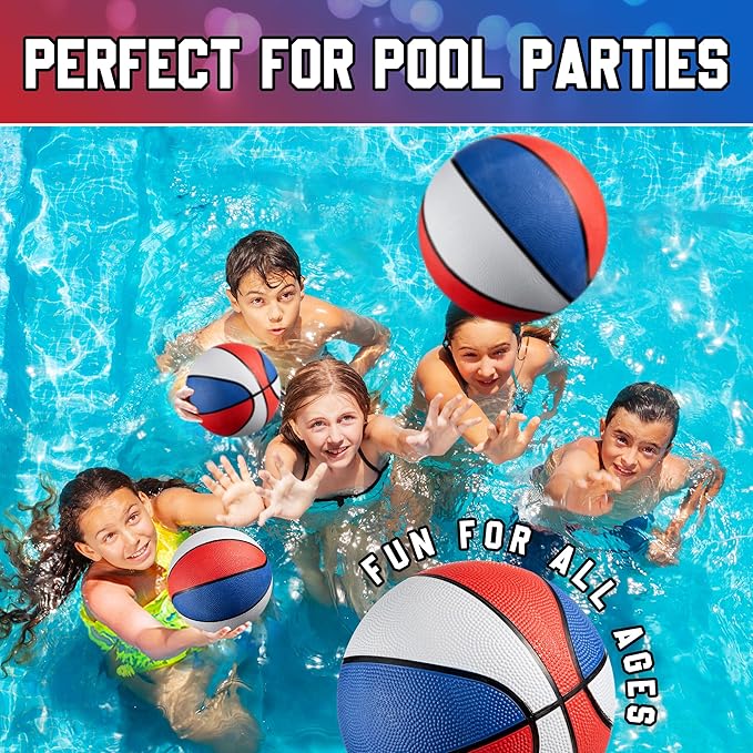 Bedwina Mini Rubber Basketball Balls for Kids - (Pack of 12) 7 Inch, Size 3 - Pool Basketball Hoop Set, Outdoor & Indoor Small Hoops Carnivals, Game Prizes