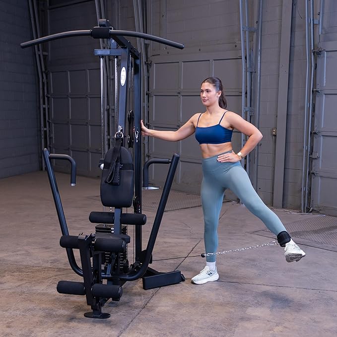 Body-Solid Powerline Adjustable Power Rack - 18-Level Strength Training Heavy-Duty Steel Frame with Safety Rods and Chin-Up Bar for Home Gym, Silver