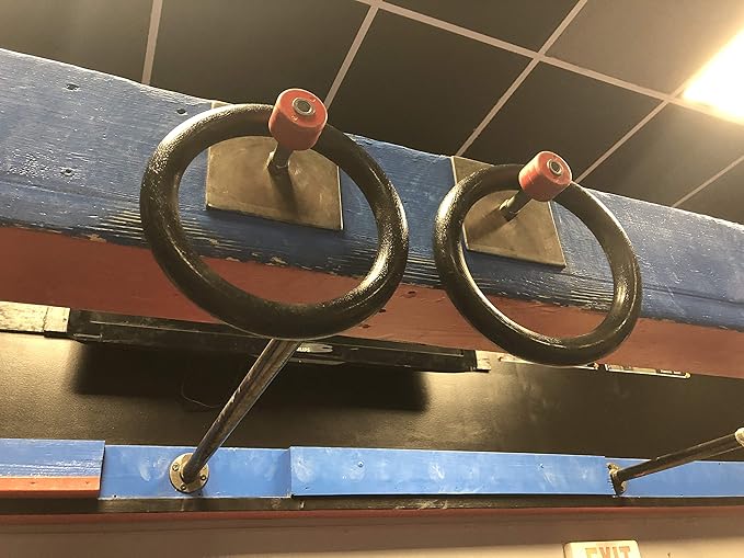 AP Plus Ninja Warrior Rings - Set of 2 Large Black Traverse Gymnastics Climbing, with use on Obstacle Courses and Slack Lines, Outdoor Playground Equipment Accessories, Training