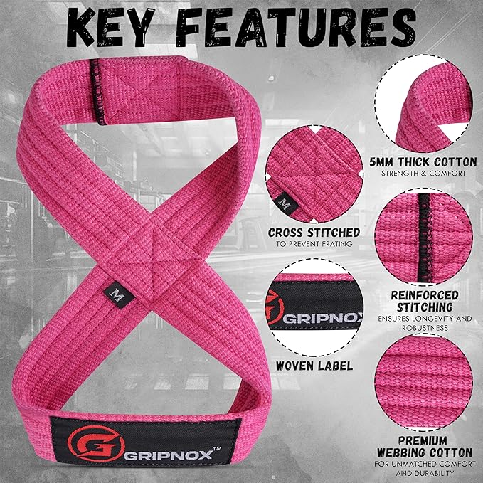 – Weight Lifting Straps Figure 8, Anti Slip Padded Wrist Support for Gym Workout Deadlift, Weightlifting, Powerlifting, Hand Bar Grip & Cross Training Strong Weightlifting Wrist Straps.