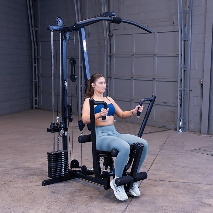 Body-Solid Powerline Adjustable Power Rack - 18-Level Strength Training Heavy-Duty Steel Frame with Safety Rods and Chin-Up Bar for Home Gym, Silver