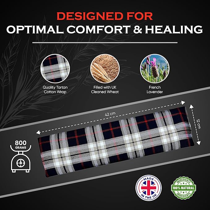 Microwavable Heating Pads for Winter Warmth, Back, Stomach & Head Comfort – Kalore Cotton Tartan Neck Wrap – Even Heat Distribution Hot Compress Bag – Wheat Heat Pad XL – Lavender Scent – Pink