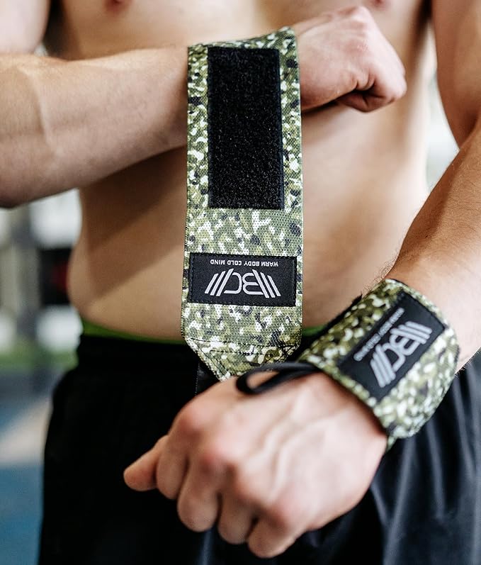 WARM BODY COLD MIND - Weightlifting Wrist Wraps for Cross Training, Powerlifting, Deadlift, Gym, Workout, Exercises & Fitness, Heavy-Duty Wrist Support, Thumb Loop