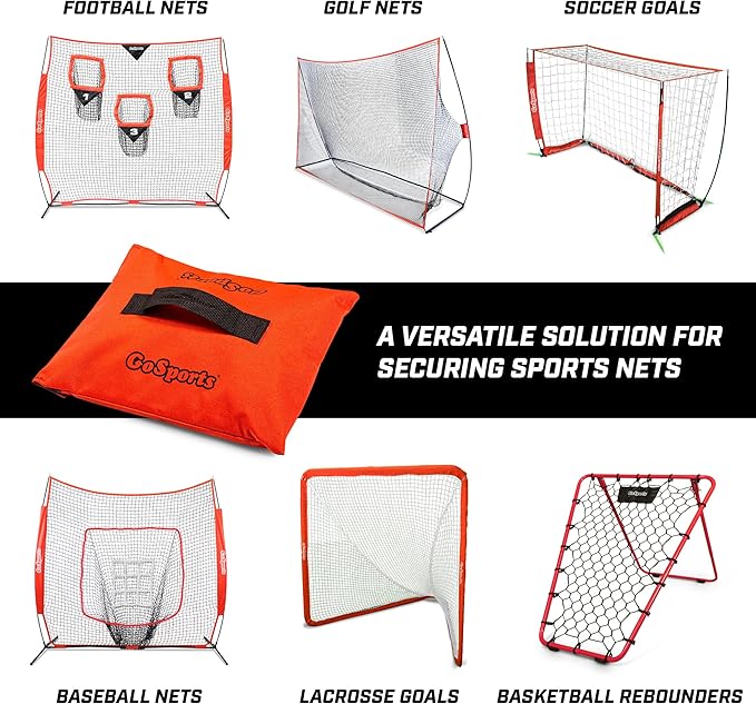 GoSports Sports Net Sandbags Set of 4 Weighted Anchors for Baseball Nets, Soccer Goals, Golf Nets, Football Nets, Hockey Nets and More