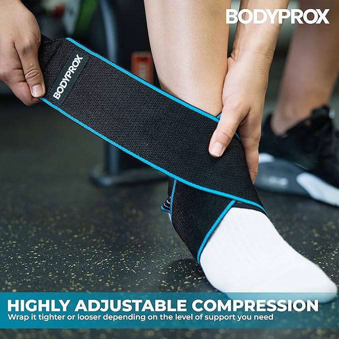Bodyprox Ankle Support Brace 2 Pack, Adjustable Compression Ankle Braces for Sports Protection, One Size Fits Most for Men & Women