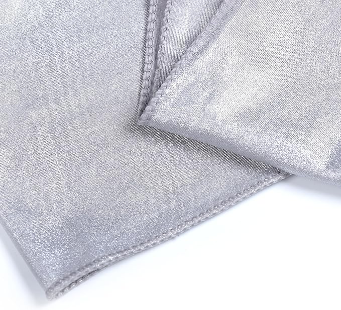 VDS Pack of 150 PCS | Metallic Silver | Spandex Chair Sashes Bows Without Buckle | Stretch Elastic Banquet Universal Folding Chair Bow Band for Wedding Party Conference Celebration Event Decoration