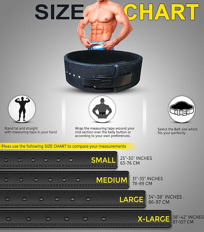 RAD Lever Weight Lifting Gym Belt for Men & Women Size 63 TO107 CM,Thick 10MM & Width 4 Inch Lever Powerlifting Belts for Women Dead Lift Workout Belt Leather Weight Lifting Lever Gym Squat Belt