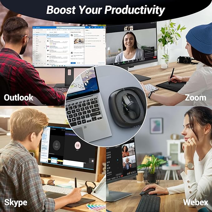 MEKASS Mouse Mover with Adjustable Interval Timer and Ultra-Silent Motor, Mouse Jiggler Simulates Real Mouse Movement, No Need Software, Mouse Jiggers for Keeping Computer Awake(Black)