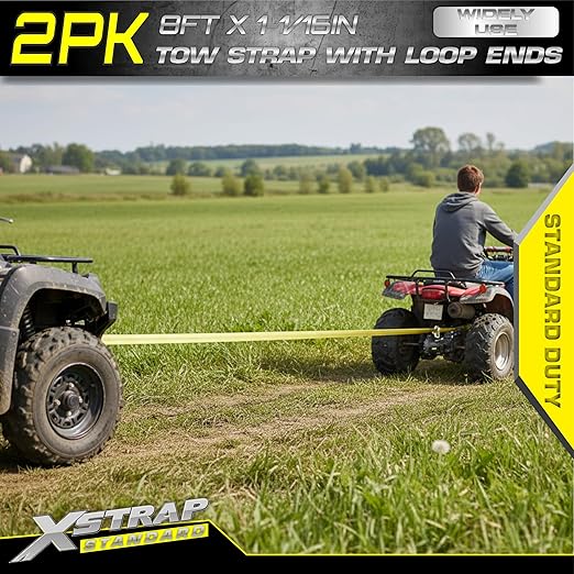 XSTRAP STANDARD 2PK 1-3/4''x 8FT Tow Straps with Loop Ends, Lifting Sling Web Strap