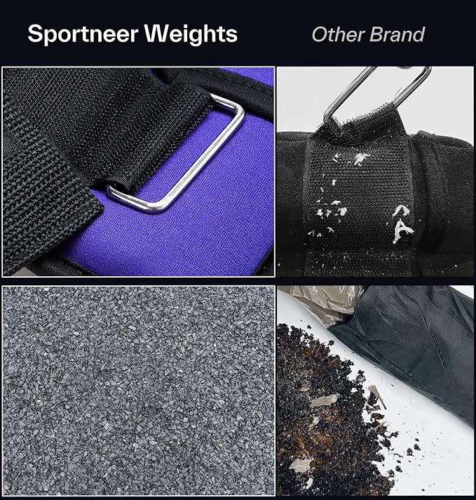 Sportneer Adjustable Ankle Weights Set - 1 Pair (2-10 lbs) Removable Sandbags for Women & Men, Comfortable Neoprene Leg Weights for Walking, Running, Pilates, Yoga, Home Workout & Physical Therapy