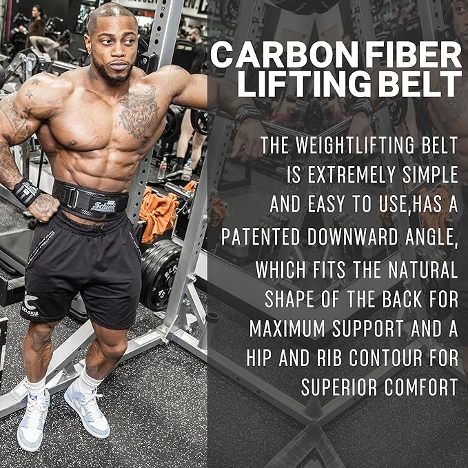 Schiek Sports Model 3006 Carbon Fiber Lifting Belt - Nylon Fiber Gym Belt with Marine Vinyl Back Support