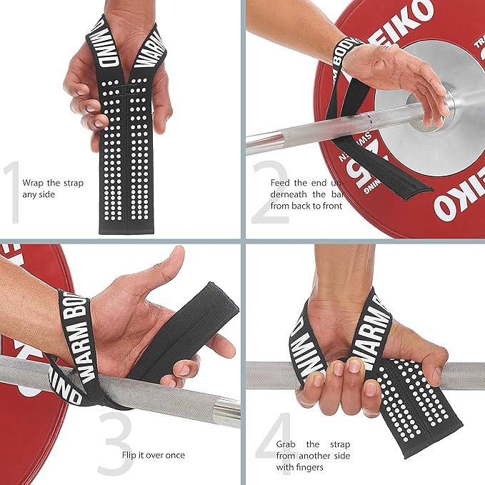 WARM BODY COLD MIND V1 Lifting Wrist Straps for Olympic Weightlifting - Rated at 660 lb - Hand Wraps for Powerlifting, Weight Lifting, Bodybuilding Functional/Cross Training, Deadlift Gym Bar, Cotton
