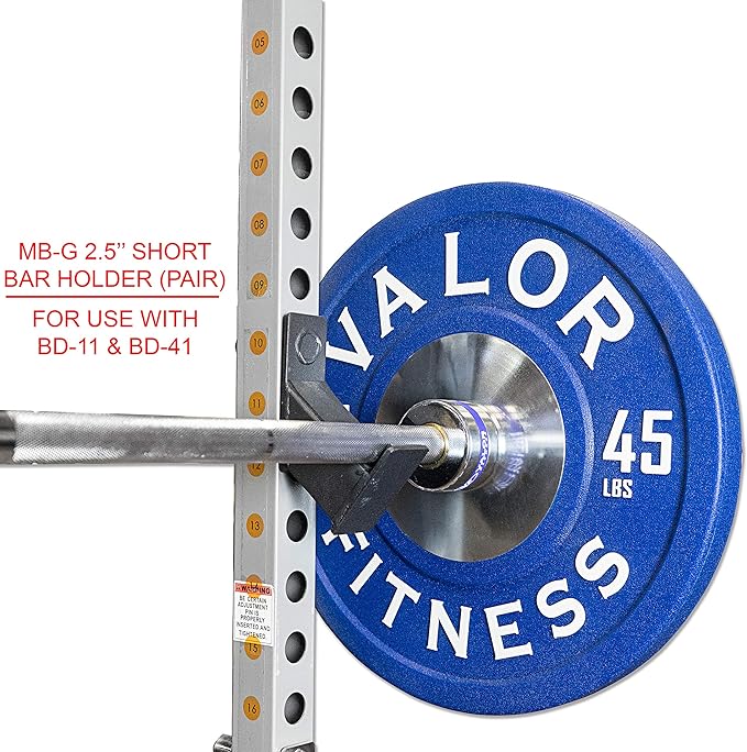 Valor Fitness Barbell Holders for 2.5" x 2.5" Power Rack – Heavy-Duty J-Hook Storage Attachment for Home Gym & Commercial Use (Pair)