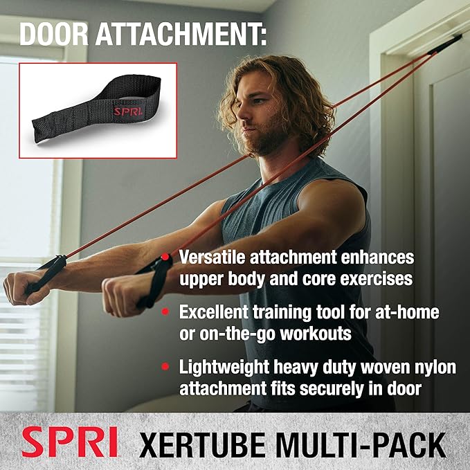 SPRI Xertube Resistance Bands with Handles – All Exercise Cords Sold Separately with Home Gym Workout Fitness Door Anchor Attachment Option -SPRI XERTUBES 4 Multi-Pack - Multi
