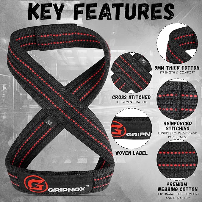 – Weight Lifting Straps Figure 8, Anti Slip Padded Wrist Support for Gym Workout Deadlift, Weightlifting, Powerlifting, Hand Bar Grip & Cross Training Strong Weightlifting Wrist Straps.