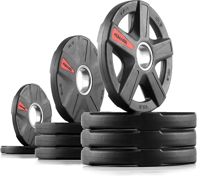 XMARK TEXAS STAR Olympic Weights Set for Home Gym - Weight Plates for Barbells, Weightlifting & Strength Training Equipment