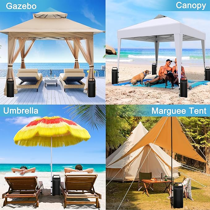 224 LBS Sand Bags for Canopy Weights – 8 Pack Heavy Duty Sandbags with Handle, Leak-Proof Oxford Cloth, Wind Resistant Weights for Beach Umbrella, Awning, Camping, Outdoor Events-Black