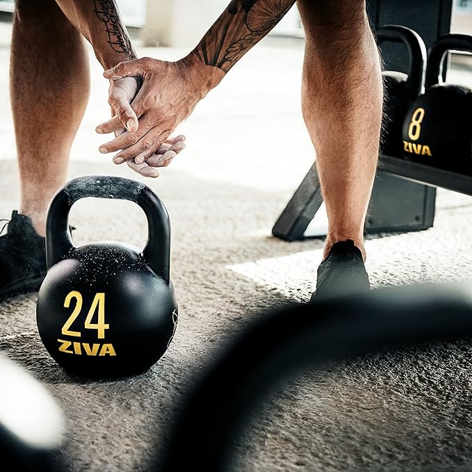 Steel Competition Kettlebells by Steve Cotter - Hard-Wearing Crack-Resistant Powder Surface Coating, 34mm Steel Handle with Non-Slip Super Textured Powder Coating Grip - Avail 6kg - 32kg