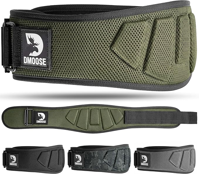 DMoose Fitness Weight Lifting Belt for Squats, Deadlift & Intense Workout - 6" Adjustable Fit Auto Lock Weightlifting Belt for Men & Women - Neoprene Gym Belts for Stability & Lumbar Back Support