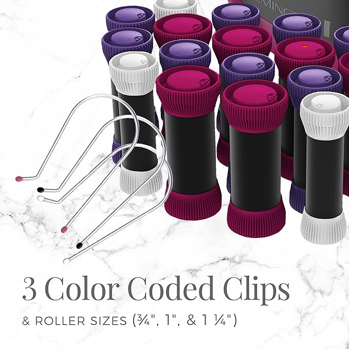 Remington Ionic Conditioning Hair Setter, 20 Velvet Rollers, 6 Large (1¼”), 10 Medium (1"), 4 Small (¾”), Blowout Style Hair Curlers (Pack of 2)