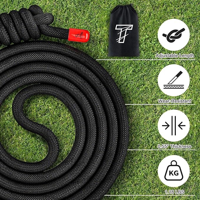 Flow Rope Exercise Jump Rope For Fitness, Working Out, Flow with 9 Ft Adjustable Double Woven Workout Rope For Men, Women, Beginners' Training – Indoor & Outdoor Cardio
