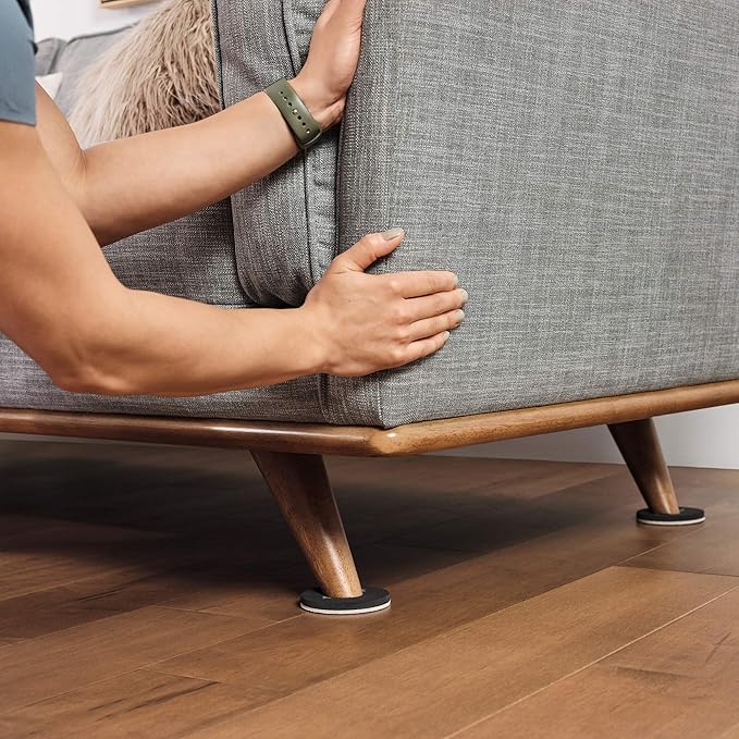 Super Sliders 3 1/2" Round Reusable Furniture Sliders or Movers for Hardwood to Move Mid-Sized Items, Beige (16 Pack)