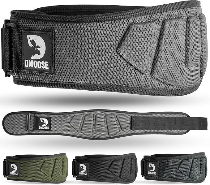 DMoose Fitness Weight Lifting Belt for Squats, Deadlift & Intense Workout - 6" Adjustable Fit Auto Lock Weightlifting Belt for Men & Women - Neoprene Gym Belts for Stability & Lumbar Back Support
