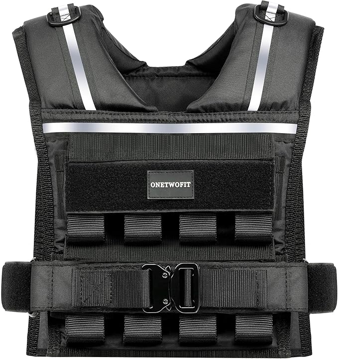 35lb/45lb Weighted Vest Men , Adjustable Rucking Vests for Walking with Reflective Stripe, 1.2" Ultra Thick Shoulder Padding Strength Training Workout Vest for Running GYM Home, Detachable Iron Weights