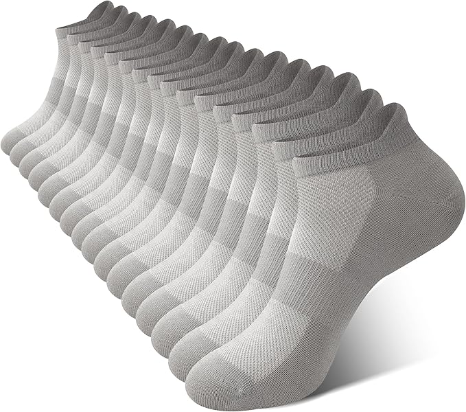 BAMBOO COOL Men's Ankle Socks Athletic Low Cut Heel Tab Cushioned Moisture Wicking, Running Arch Support Breathable, 8 Pack