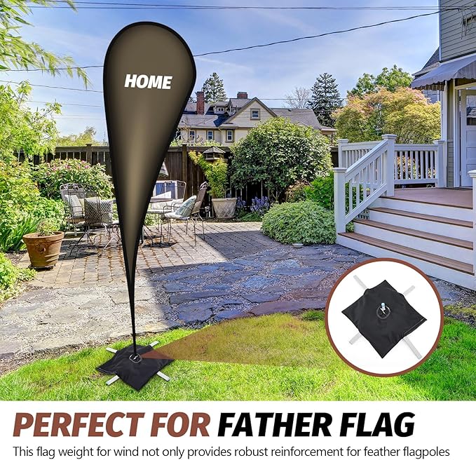 Sandbag Feather Flag Sand Weights Black Sand Bag for Outdoor Umbrella Light Feather Pole Weighted Base Sandbag X-Base Heavy Weight for Business, X-Base and Sands Not Included(6 Pcs,Square)