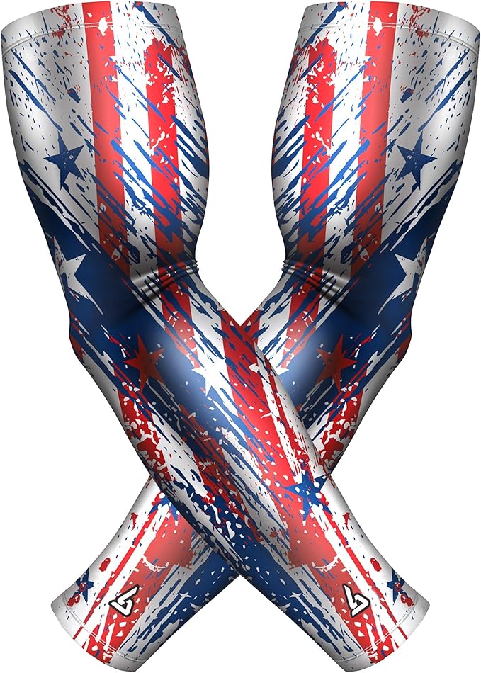 B-Driven Sports Pro Fit Compression Arm Sleeves for Men Women & Youth - Volleyball Golf Running Baseball Basketball - Pair